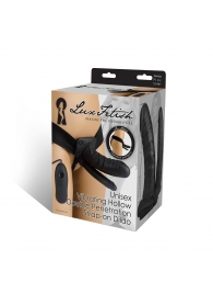 Полый страпон с двумя отростками и вибрацией Unisex Vibrating Hollow Strap-On Double Penetrating Dildo - 17,8 см. - Lux Fetish - купить с доставкой в Жуковском