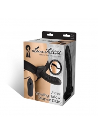 Чёрный полый страпон с вибрацией Unisex Vibrating Hollow Strap-On - 14 см. - Lux Fetish - купить с доставкой в Жуковском