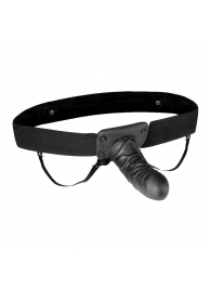 Чёрный полый страпон с вибрацией Unisex Vibrating Hollow Strap-On - 14 см. - Lux Fetish - купить с доставкой в Жуковском