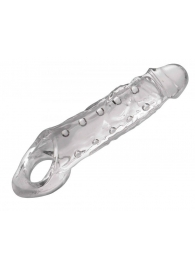 Прозразная закрытая насадка на пенис с поддержкой мошонки Clearly Ample Penis Enhancer - 22 см. - XR Brands - в Жуковском купить с доставкой