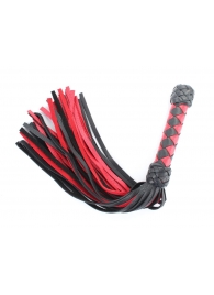 Черно-красная клеть с плетеной ручкой с ромбовидным узором - 45 см. - БДСМ Арсенал - купить с доставкой в Жуковском