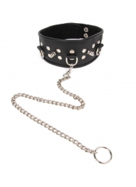 Черный ошейник с шипами и металлическим поводком-цепочкой - Notabu - купить с доставкой в Жуковском