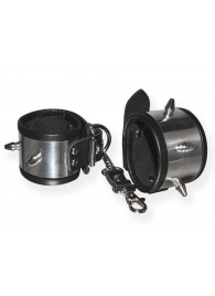 Серебристо-черные наручники с шипами и металлическим блеском - Sitabella - купить с доставкой в Жуковском