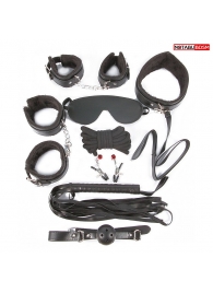 Большой игровой набор БДСМ: наручники, оковы, маска, кляп, плеть, ошейник с поводком, верёвка, зажимы для сосков - Notabu - купить с доставкой в Жуковском