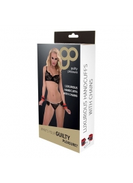 Красно-чёрные наручники на металлической цепочке - Blush Novelties - купить с доставкой в Жуковском