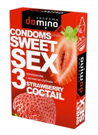 Презервативы для орального секса DOMINO Sweet Sex с ароматом клубничного коктейля  - 3 шт. - Domino - купить с доставкой в Жуковском