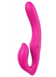 Ярко-розовый безремневой страпон REMOTE DOUBLE DIPPER - 22 см. - Dream Toys - купить с доставкой в Жуковском