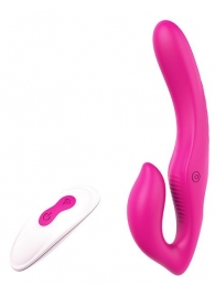 Ярко-розовый безремневой страпон REMOTE DOUBLE DIPPER - 22 см. - Dream Toys - купить с доставкой в Жуковском