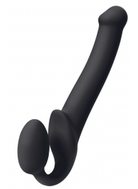 Черный безремневой страпон Silicone Bendable Strap-On M - Strap-on-me - купить с доставкой в Жуковском