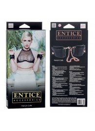 Черные мягкие наручники Entice French Cuffs с цепью - California Exotic Novelties - купить с доставкой в Жуковском