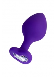 Фиолетовая анальная втулка Diamond Heart с прозрачным кристаллом - 8 см. - ToyFa - купить с доставкой в Жуковском