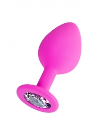 Розовая анальная втулка Brilliant с прозрачным кристаллом - 8 см. - ToyFa - купить с доставкой в Жуковском