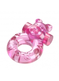 Розовое эрекционное виброкольцо на пенис Pink Bear - Baile - в Жуковском купить с доставкой