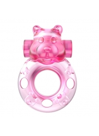 Розовое эрекционное виброкольцо на пенис Pink Bear - Baile - в Жуковском купить с доставкой
