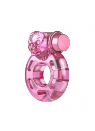 Розовое эрекционное кольцо с вибрацией Pink Bear - Baile - в Жуковском купить с доставкой