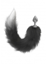 Серебристая анальная пробка с черным хвостом Galaxy - Lola Games - купить с доставкой в Жуковском