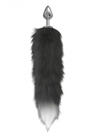 Серебристая анальная пробка с черным хвостом Starlit - Lola Games - купить с доставкой в Жуковском