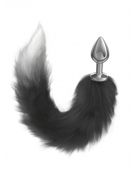Серебристая анальная пробка с черным хвостом Starlit - Lola Games - купить с доставкой в Жуковском