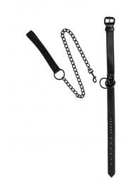 Черный ошейник Sin с поводком - Lola Games - купить с доставкой в Жуковском