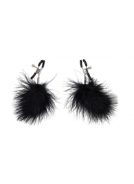 Зажимы на соски с черным пухом Euphoric - Lola Games - купить с доставкой в Жуковском