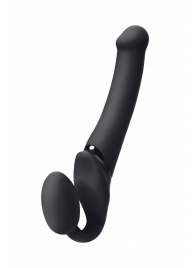 Черный безремневой вибрострапон Silicone Bendable Strap-On M - Strap-on-me - купить с доставкой в Жуковском