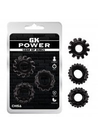 Набор из 3 черных эрекционных колец Gear Up Rings - Chisa - в Жуковском купить с доставкой