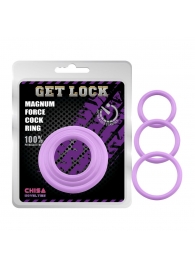 Набор из 3 сиреневых эрекционных колец Magnum Force Cock Ring - Chisa - в Жуковском купить с доставкой
