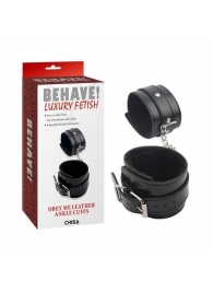 Черные оковы на ноги Obey Me Leather Ankle Cuffs - Chisa - купить с доставкой в Жуковском
