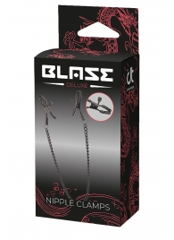 Черные зажимы на соски на цепочке BLAZE DELUXE NIPPLE CLAMPS - Dream Toys - купить с доставкой в Жуковском