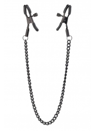 Черные зажимы на соски на цепочке BLAZE DELUXE NIPPLE CLAMPS - Dream Toys - купить с доставкой в Жуковском