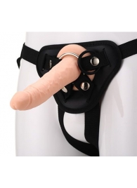 Телесный страпон на черных трусиках STRAP ON REAL DILDO - 20 см. - Dream Toys - купить с доставкой в Жуковском