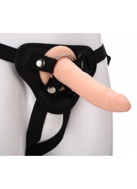 Телесный страпон на черных трусиках STRAP ON REAL DILDO - 20 см. - Dream Toys - купить с доставкой в Жуковском
