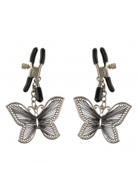 Зажимы на соски с бабочками Butterfly Nipple Clamps - Pipedream - купить с доставкой в Жуковском