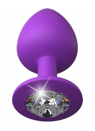 Фиолетовая анальная пробка со стразом Her Little Gem Large Plug - 9,5 см. - Pipedream - купить с доставкой в Жуковском