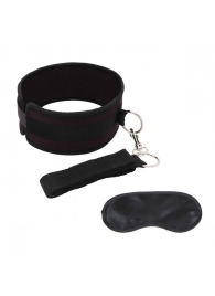 Черный ошейник с длинным поводком Collar and Leash Set - Lux Fetish - купить с доставкой в Жуковском