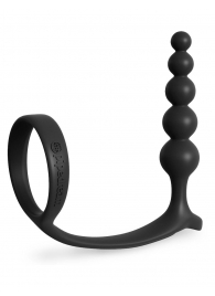 Черная анальная цепочка с эрекционным кольцом Ass-gasm Cockring Anal Beads - Pipedream - в Жуковском купить с доставкой