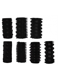 Набор из 7 черных насадок PENIS SLEEVES SET - Dream Toys - в Жуковском купить с доставкой
