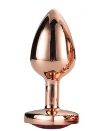 Золотистая анальная втулка с кристаллом-сердечком розового цвета - 7,1 см. - Dream Toys - купить с доставкой в Жуковском