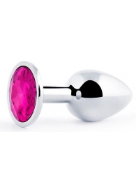 Серебристая анальная пробка с малиновым кристаллом - 7,2 см. - Anal Jewelry Plug - купить с доставкой в Жуковском