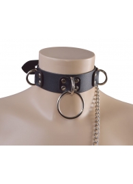 Черный кожаный ошейник Big Ring - Sitabella - купить с доставкой в Жуковском