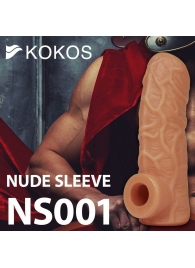 Телесная открытая насадка-реалистик с подхватом мошонки Nude Sleeve M - 12 см. - KOKOS - в Жуковском купить с доставкой