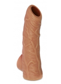 Телесная открытая насадка-реалистик с подхватом мошонки Nude Sleeve L - 14 см. - KOKOS - в Жуковском купить с доставкой