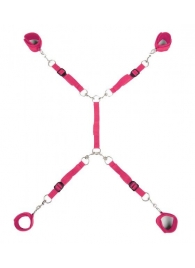 Ярко-розовый набор фиксаций на кровати Classic Bed Spreader - Lux Fetish - купить с доставкой в Жуковском