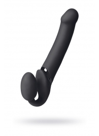 Черный безремневой вибрострапон Vibrating Bendable Strap-On L - Strap-on-me - купить с доставкой в Жуковском