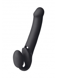 Черный безремневой вибрострапон Vibrating Bendable Strap-On L - Strap-on-me - купить с доставкой в Жуковском