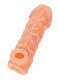 Телесная закрытая насадка с венками Cock Sleeve Size S - 13,8 см. - KOKOS - в Жуковском купить с доставкой