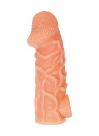 Телесная закрытая насадка с венками Cock Sleeve Size M - 15,6 см. - KOKOS - в Жуковском купить с доставкой