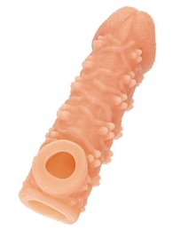 Телесная закрытая насадка с пучками шишечек Cock Sleeve Size M - 15,6 см. - KOKOS - в Жуковском купить с доставкой