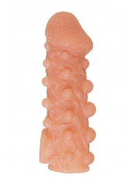 Телесная закрытая насадка с шариками Cock Sleeve Size M - 15,6 см. - KOKOS - в Жуковском купить с доставкой