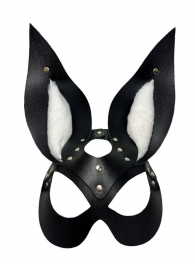 Черная маска зайки с белым мехом на ушках Miss Bunny - БДСМ Арсенал - купить с доставкой в Жуковском